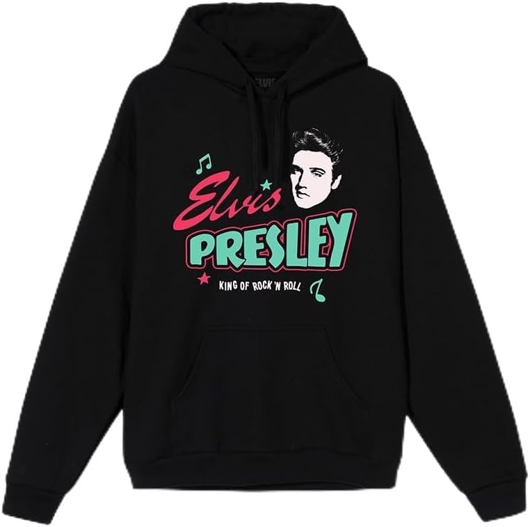 Elvis Presley unisex-adult Official Elvis Presley Merch Blue\/Black Logo Hoodie