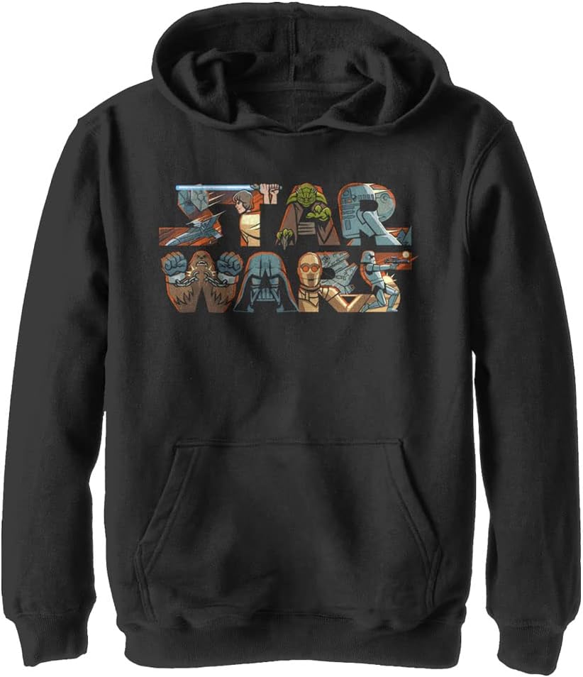 STAR WARS Boy's A New Hope Characters Logo Pull Over Hoodie
