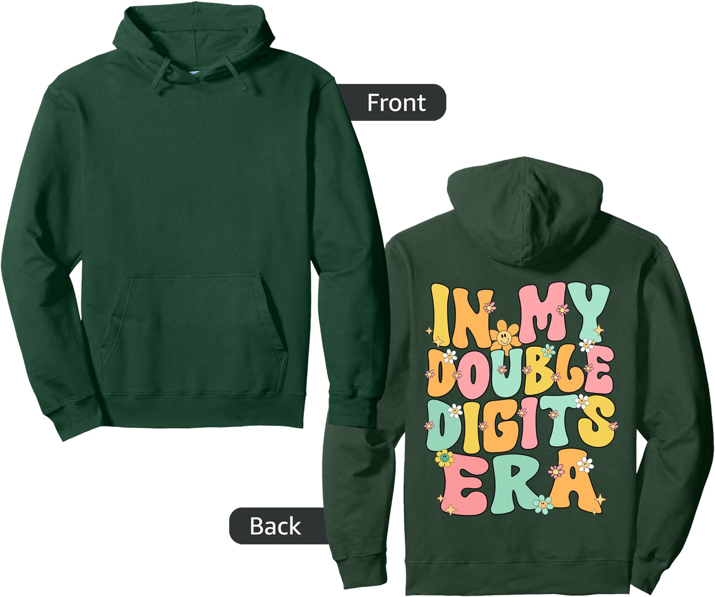 In My Double Digits Era Retro 10 Year Old 10th Birthday Girl Pullover Hoodie