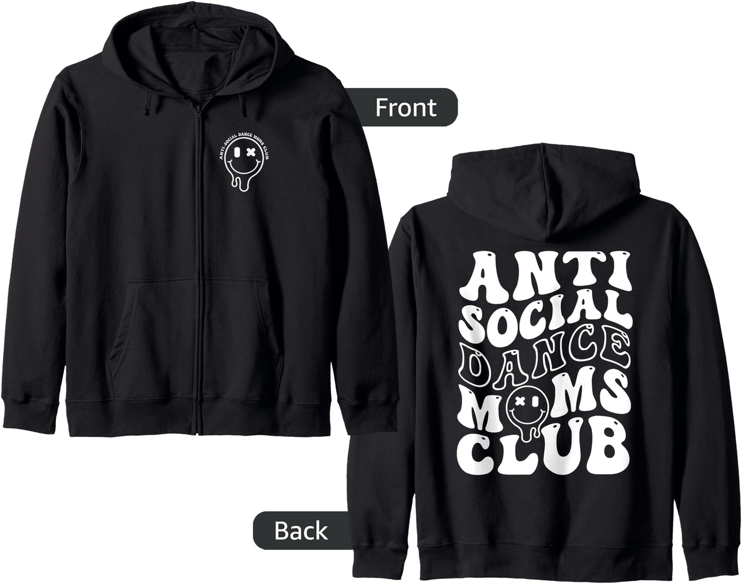 Anti Social Dance Moms Club Groovy Cheer Dance Mom Zip Hoodie
