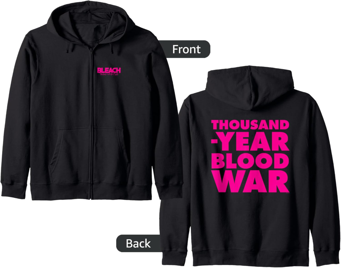 Bleach: Thousand Year Blood War Pink Text Front & Back Anime Hoodie