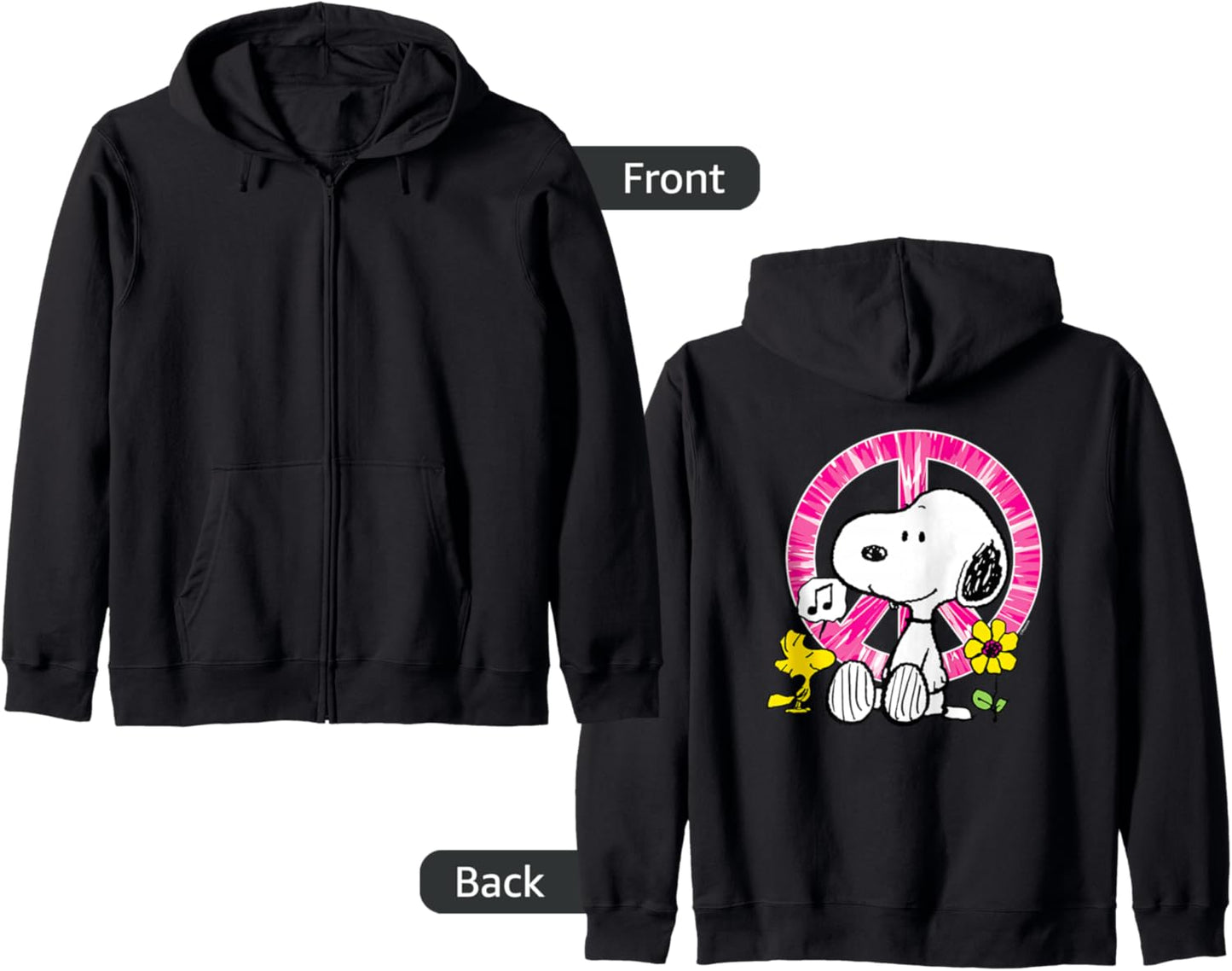 Peanuts - Snoopy Woodstock Peace Sign Zip Hoodie