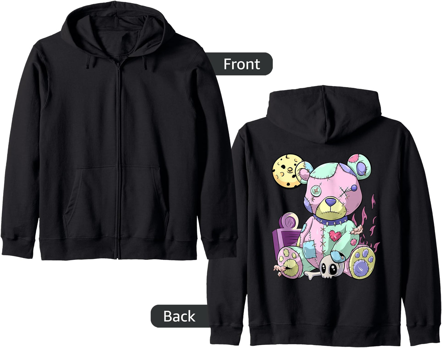 Kawaii Pink Pastel Goth Cute Creepy Teddy Bear Anime Hoodie