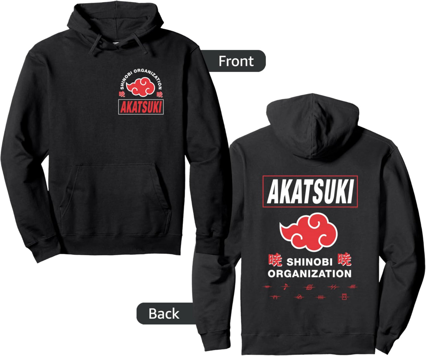 Naruto Shippuden Akatsuki Shinobi Org Front Back Anime Pullover Hoodie