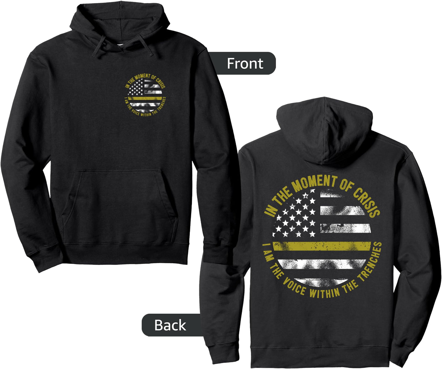 Police And Fire Dispatcher Thin Gold Line Hoodie Sweatshirt Pullover Hoodie