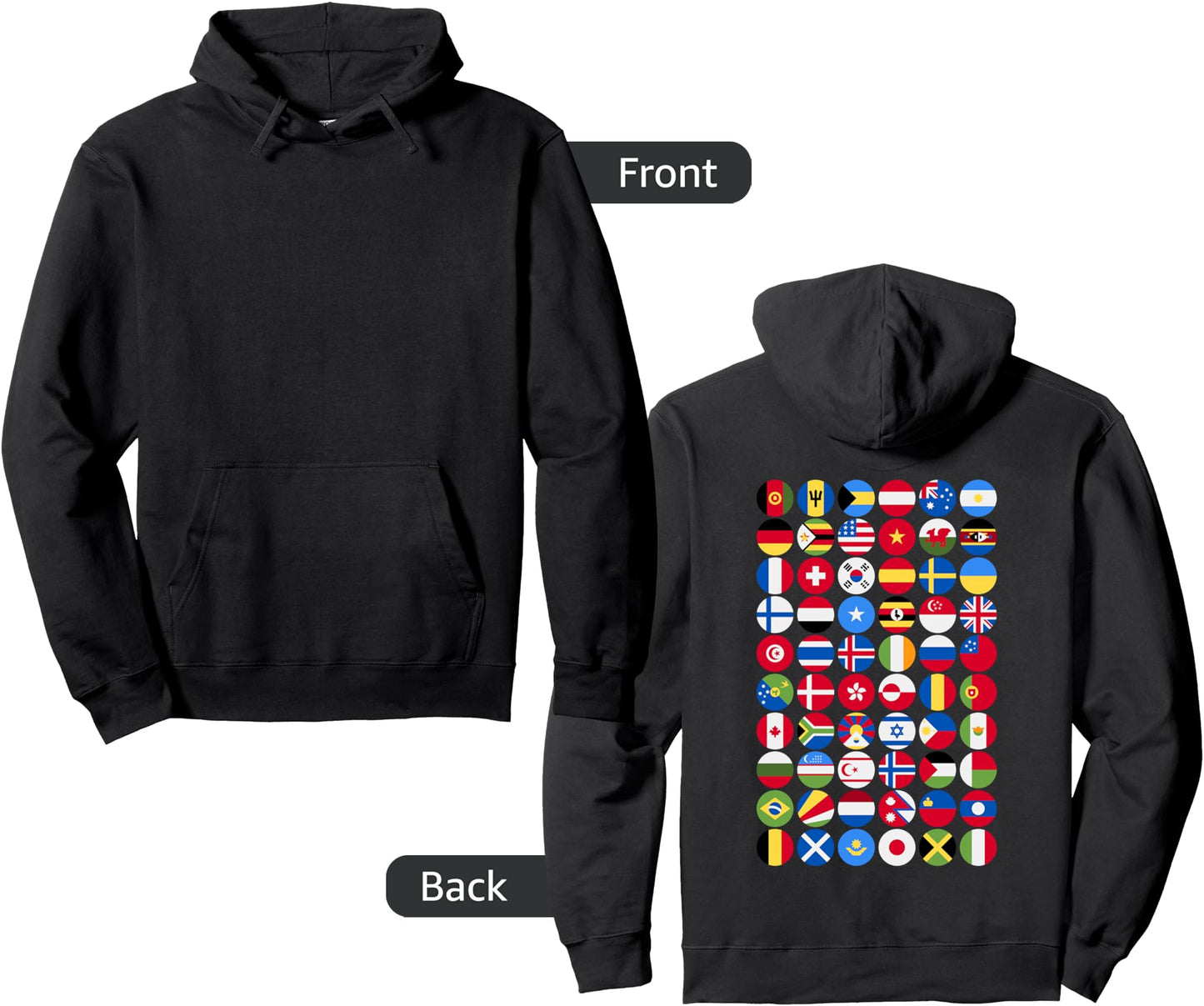 International World Flags hoodie, perfect for travelling