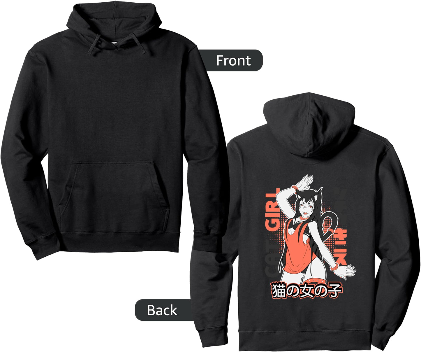 lewd anime hoodie neko girl ecchi waifu face gift otaku