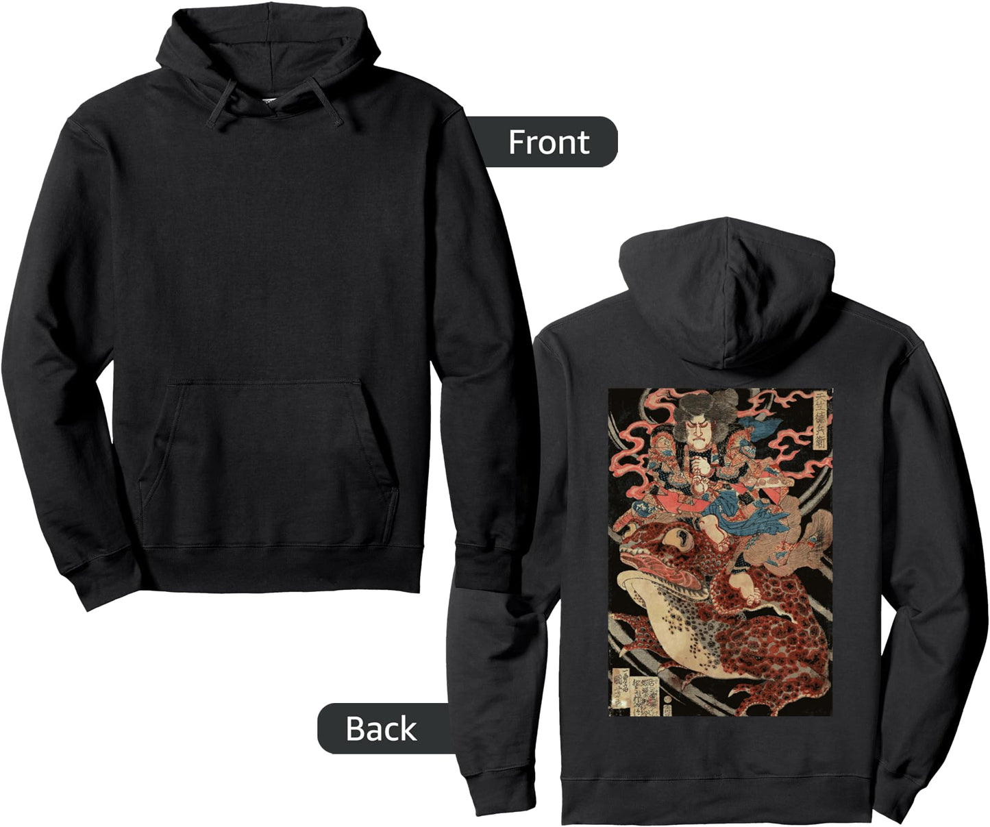 Japanese Retro Artwork Samurai Riding Giant Toad Vintage Art Pullover Hoodie
