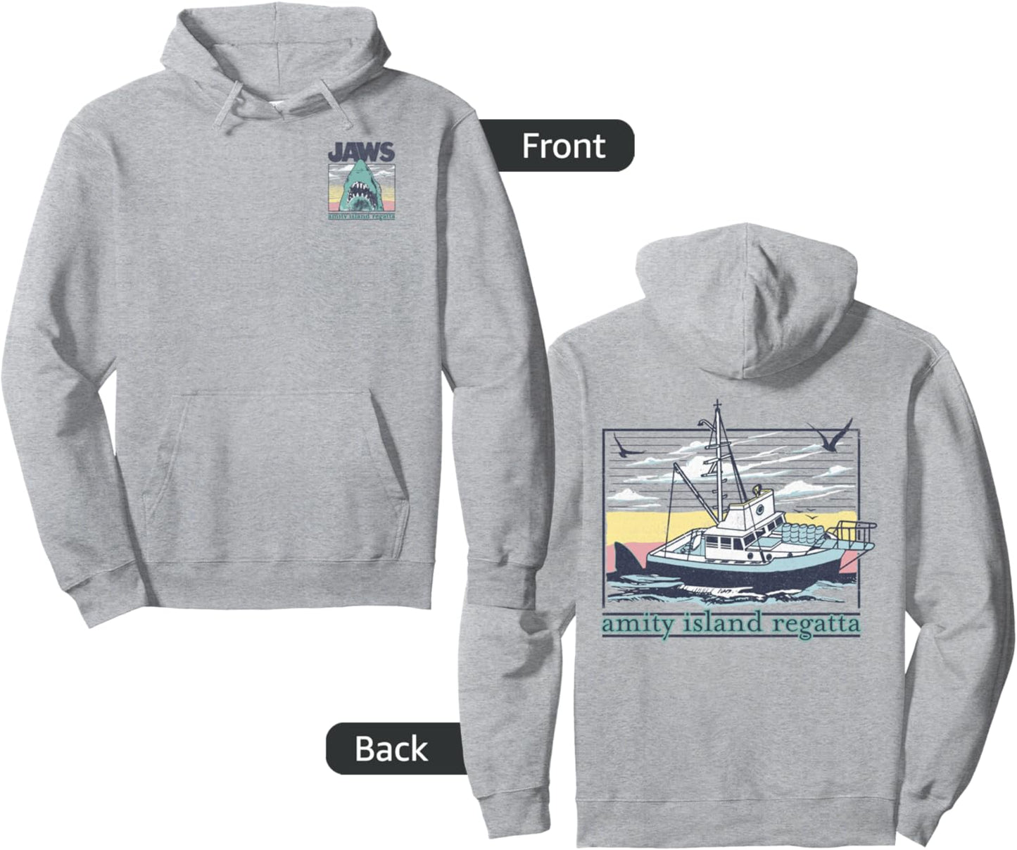 Jaws Amity Island Regatta Chest Back Boat Graphic Hoodie Pullover Hoodie