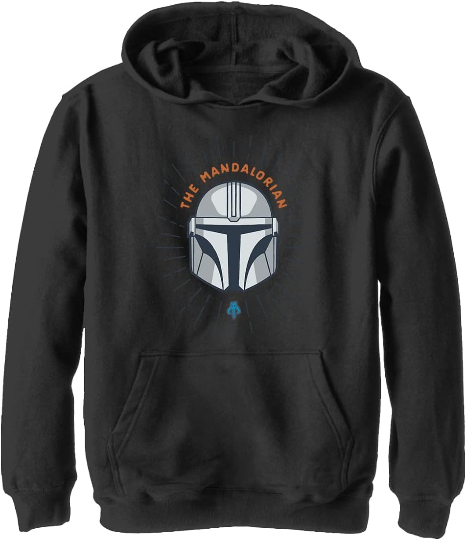 STAR WARS Boy's The Mandalorian Helmet Cartoon Pull Over Hoodie
