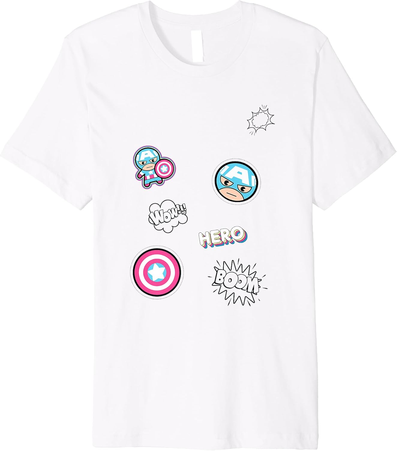 Marvel Kawaii Wow! Boom! Hero! Chibi Captain America Poster Premium T-Shirt