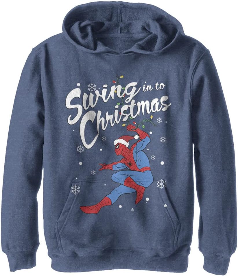 Marvel unisex-child Swinging Spidey Xmas Hoodie