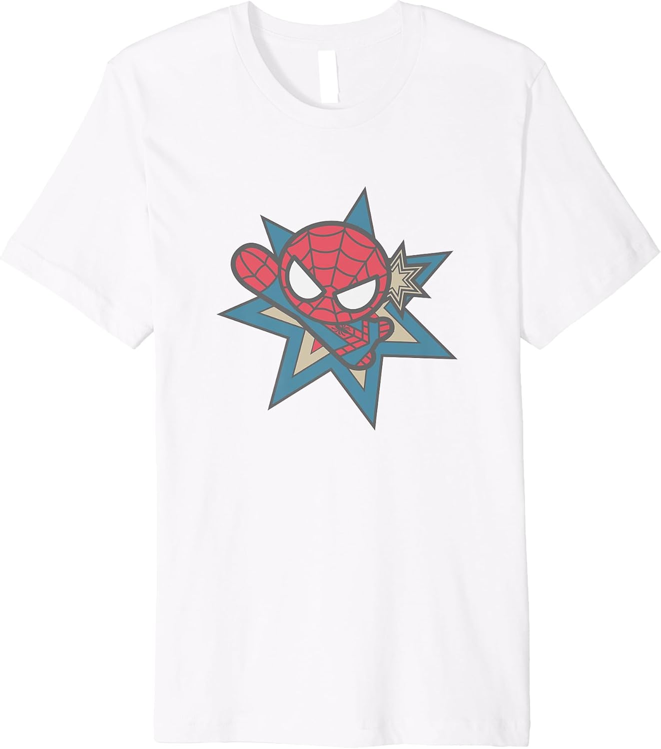 Marvel Kawaii Chibi Spider-Man Heroic Pose Vintage Logo Premium T-Shirt