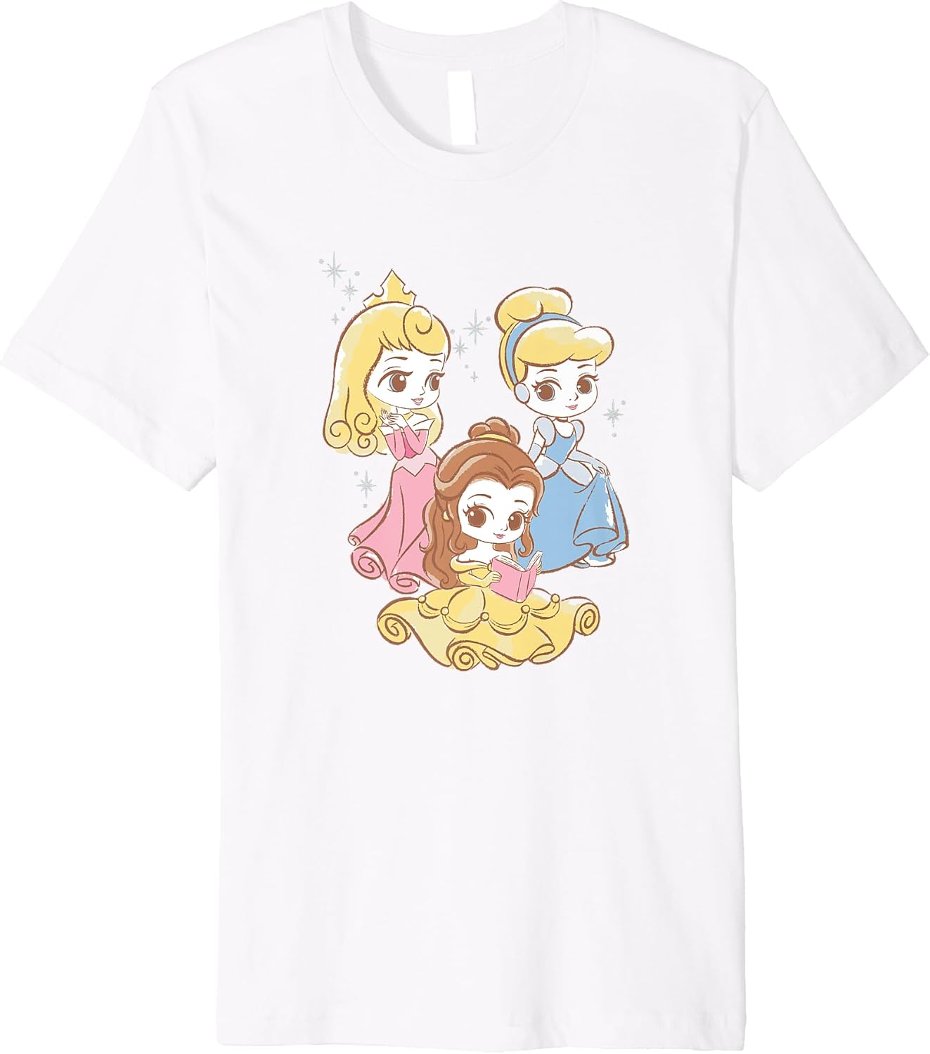 Disney Princess Cute Aurora Belle Cinderella Chibi Big Logo Premium T-Shirt