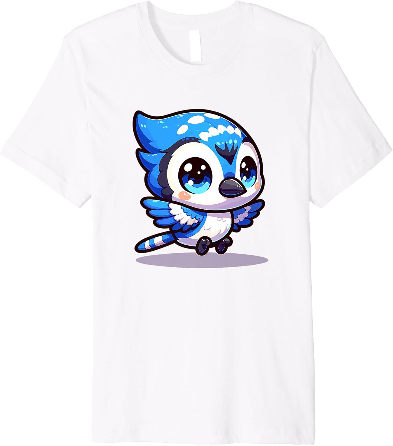 Adorable Cute Japanese Kawaii Chibi Blue Jay Premium T-Shirt