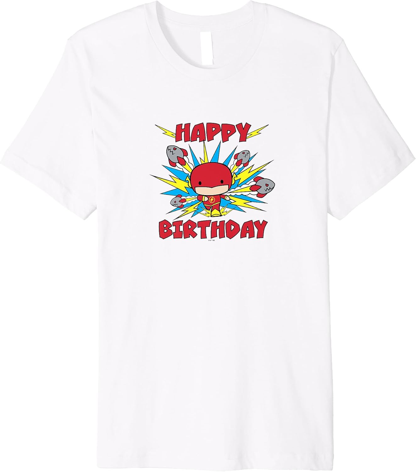 DC Comics Justice League Happy Birthday Chibi Flash Premium T-Shirt