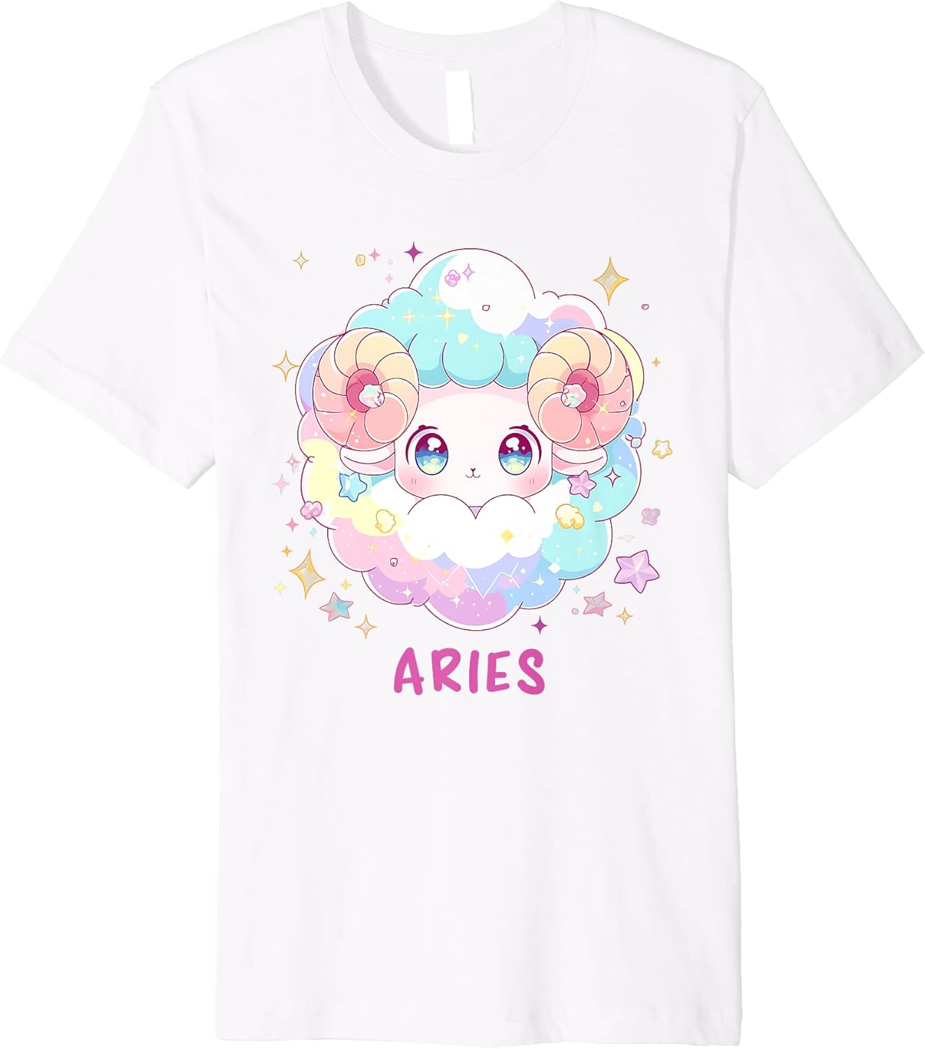 Celestial Astrology Aries Kawaii Chibi Ram Zodiac Sign Premium T-Shirt