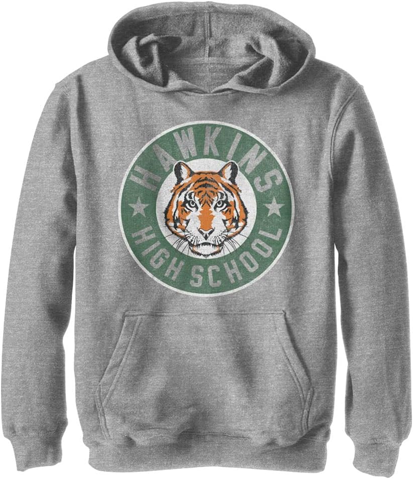Netflix unisex-child Stranger Things Hawkins High Tiger Emblem Youth Pullover Hoodie