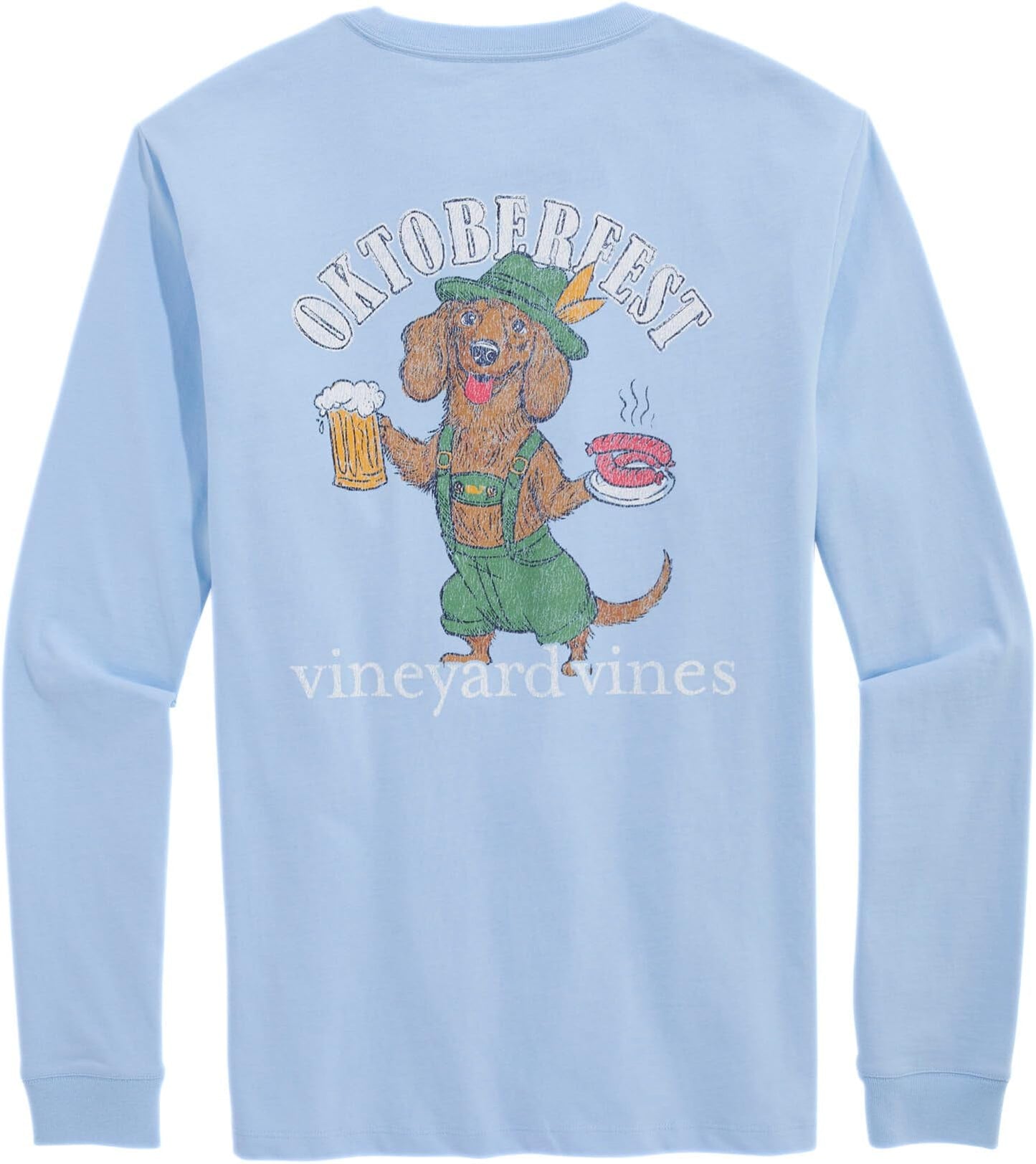 vineyard vines Mens Oktoberfest Doxie Dog Long-Sleeve Pocket Tee