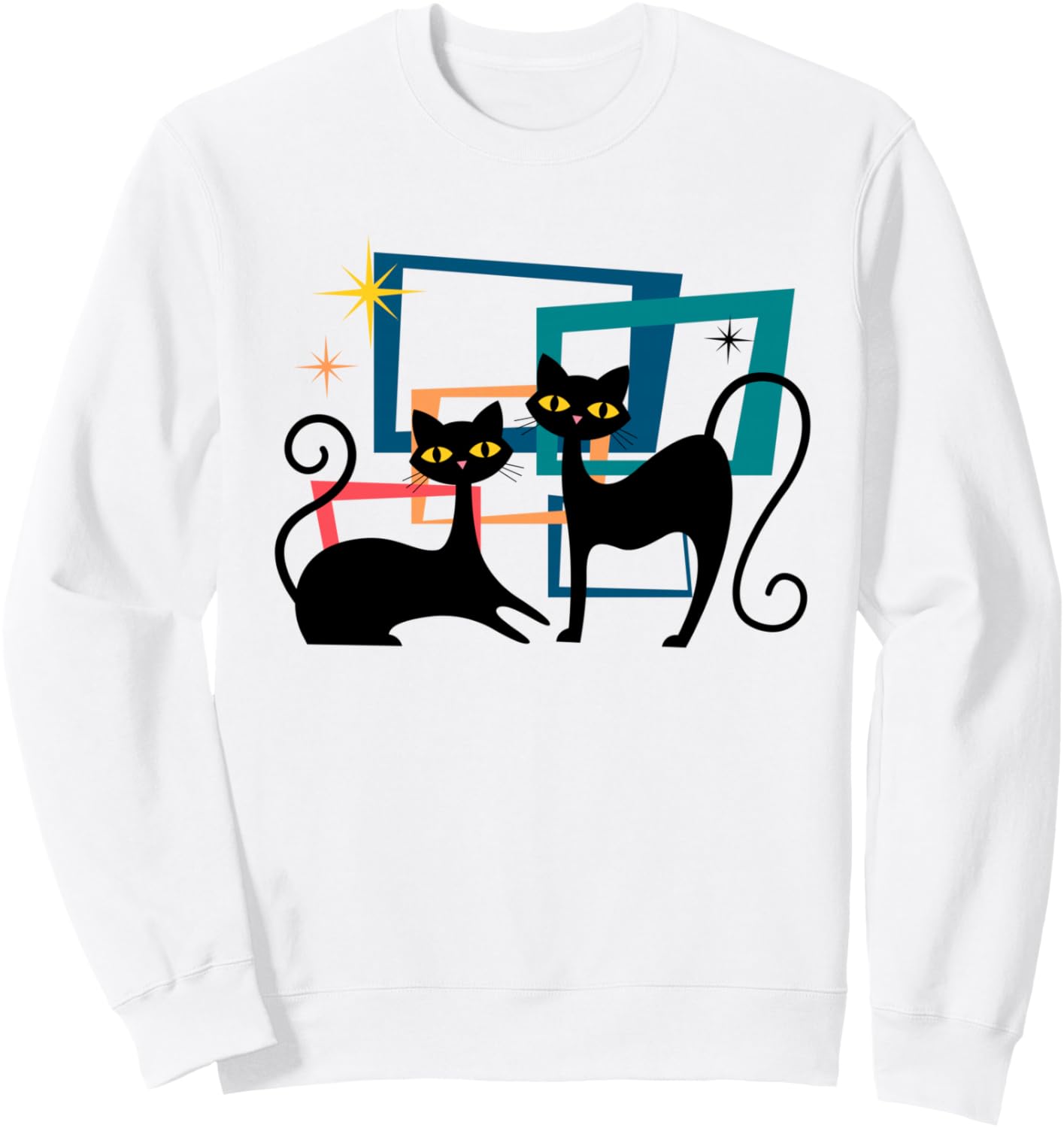 Midcentury Cats Mid Century Retro Atomic Age Space Kitten Sweatshirt