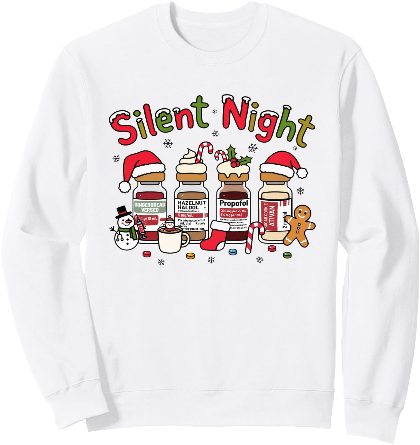Silent Night ICU Nurse Christmas Propofol Medical Nursing Sweatshirt