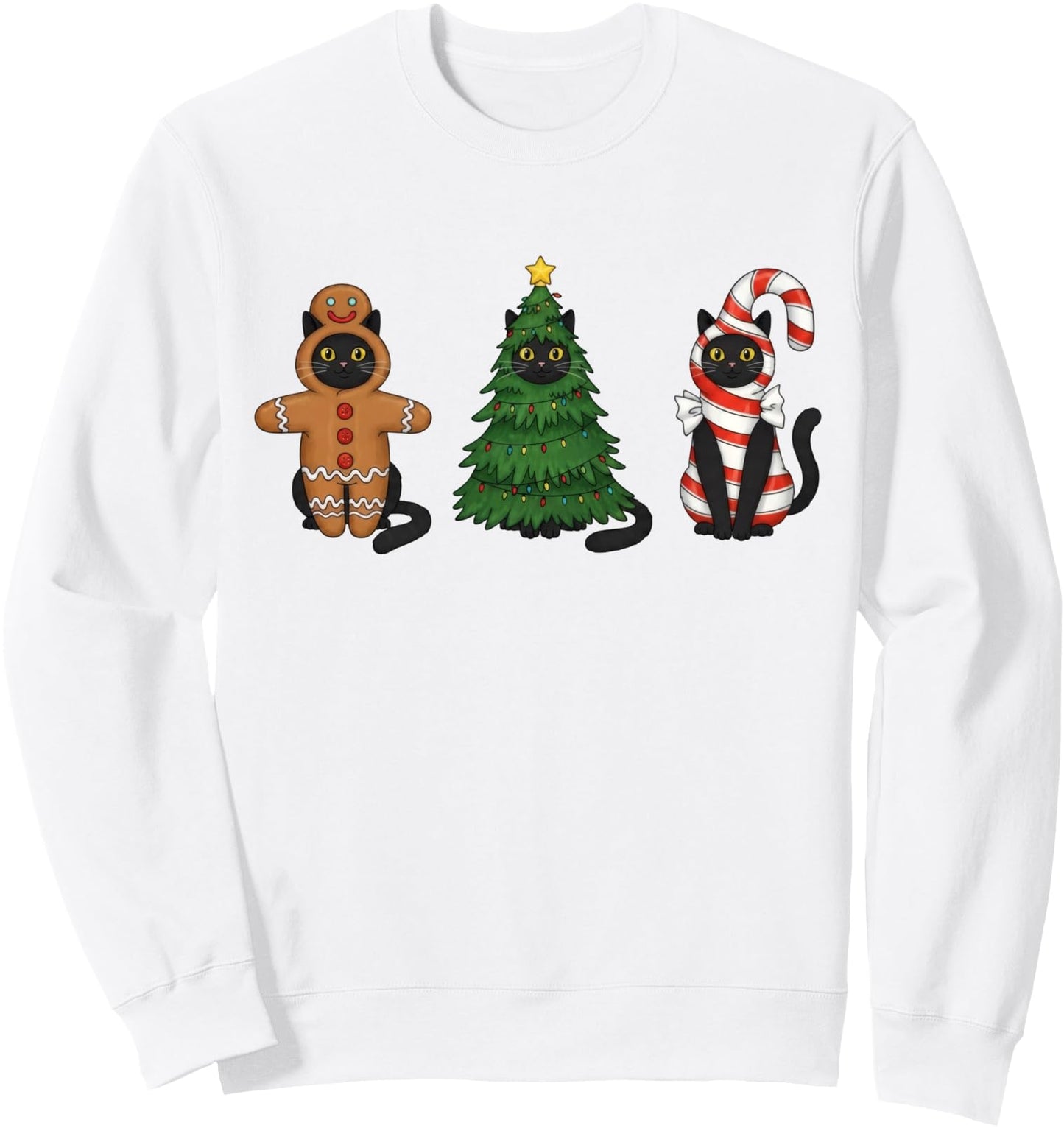 Retro Black Cat Christmas Women Men Sweatshirt