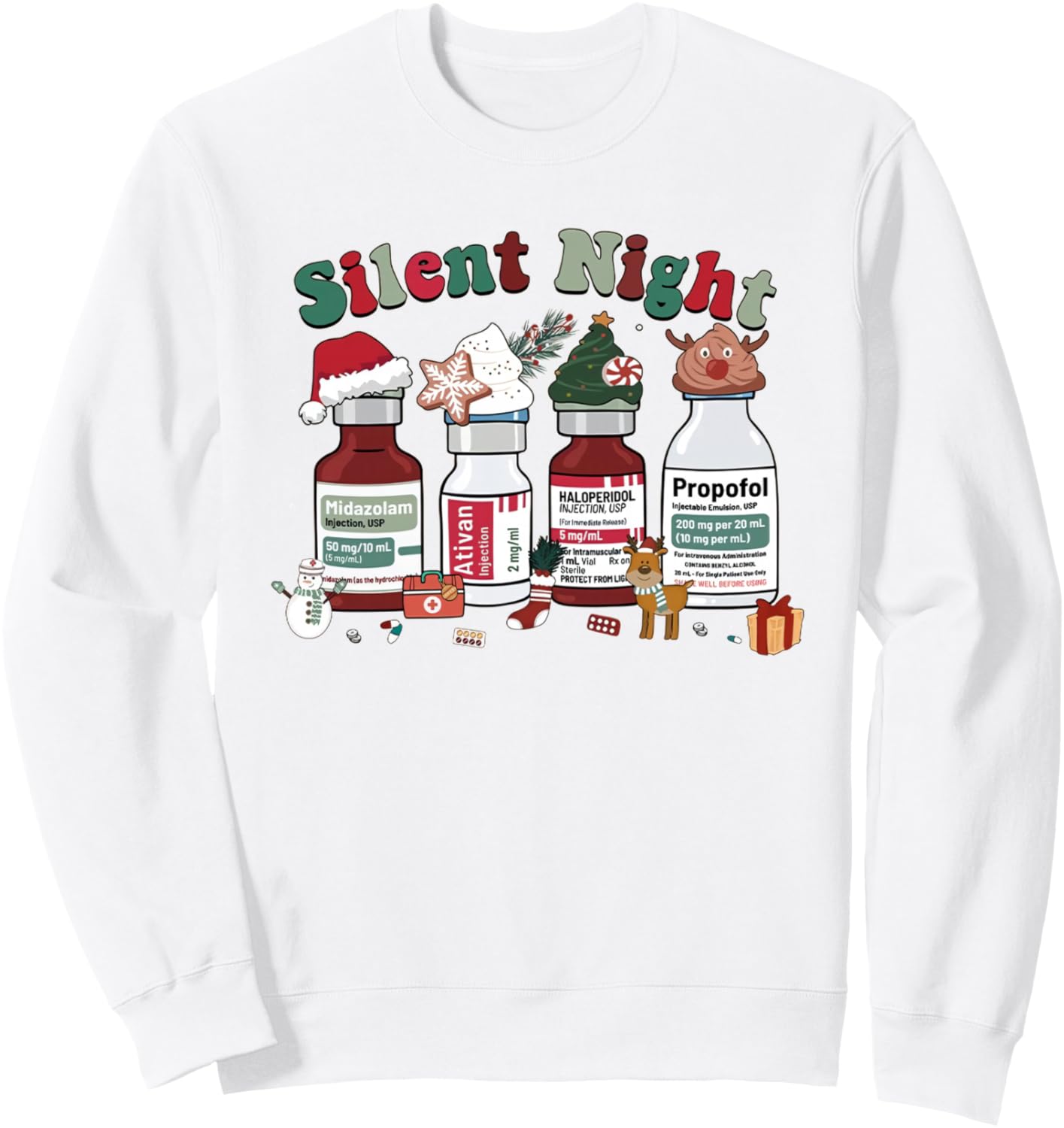 Silent Night Christmas Anesthesia Sedation Holiday ICU ER ED Sweatshirt