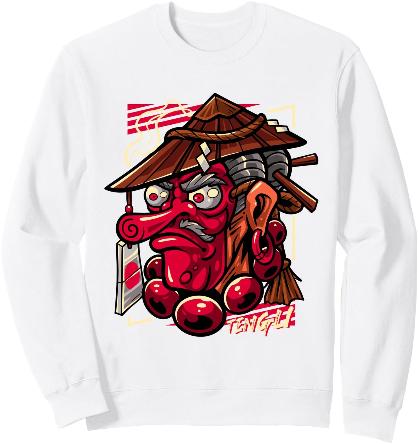 Oni Mask Samurai Japanese Kanji Art Illustration Sweatshirt