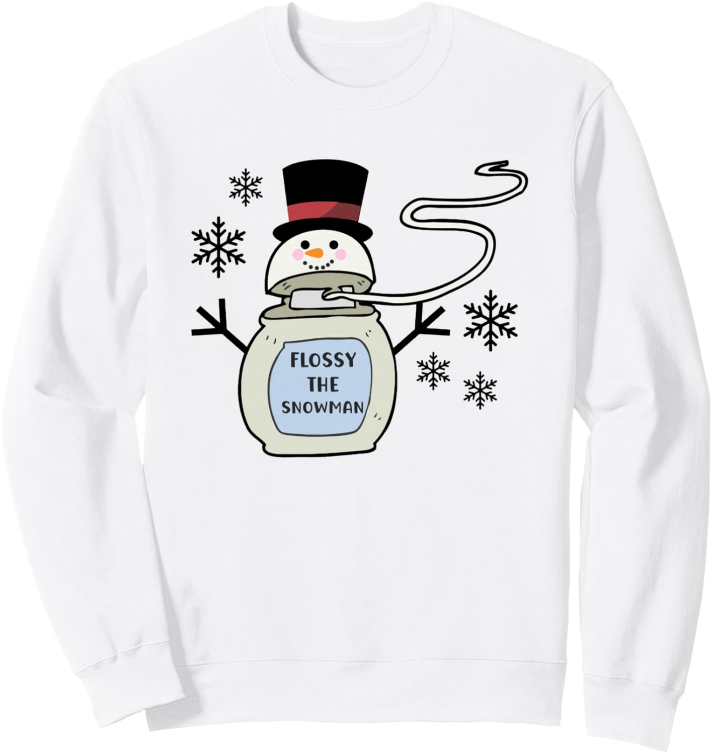 Women Flossy the Snowman Dental Christmas Holiday Dentist Sweatshirt