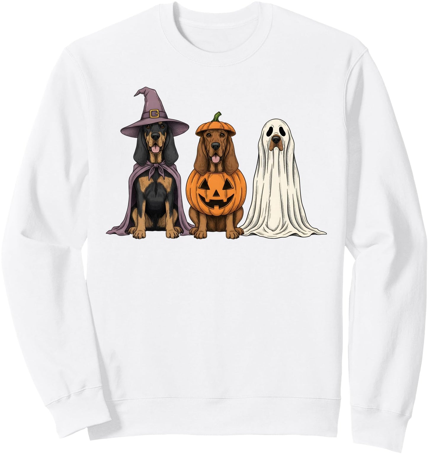Spooky Ghost Bloodhound Pumpkin Halloween Dog Lover Sweatshirt