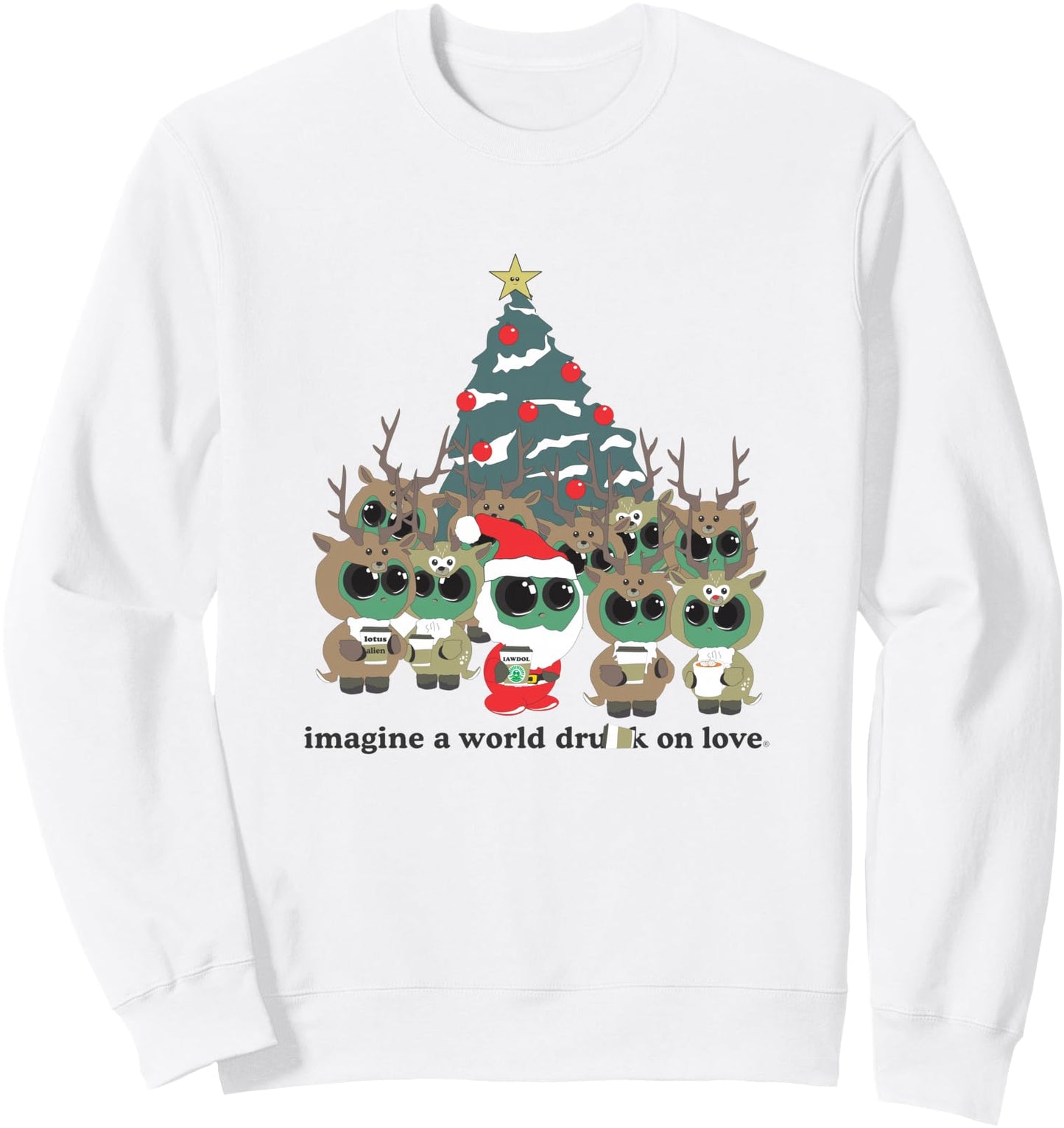 Lotus Alien Christmas party black & white Sweatshirt