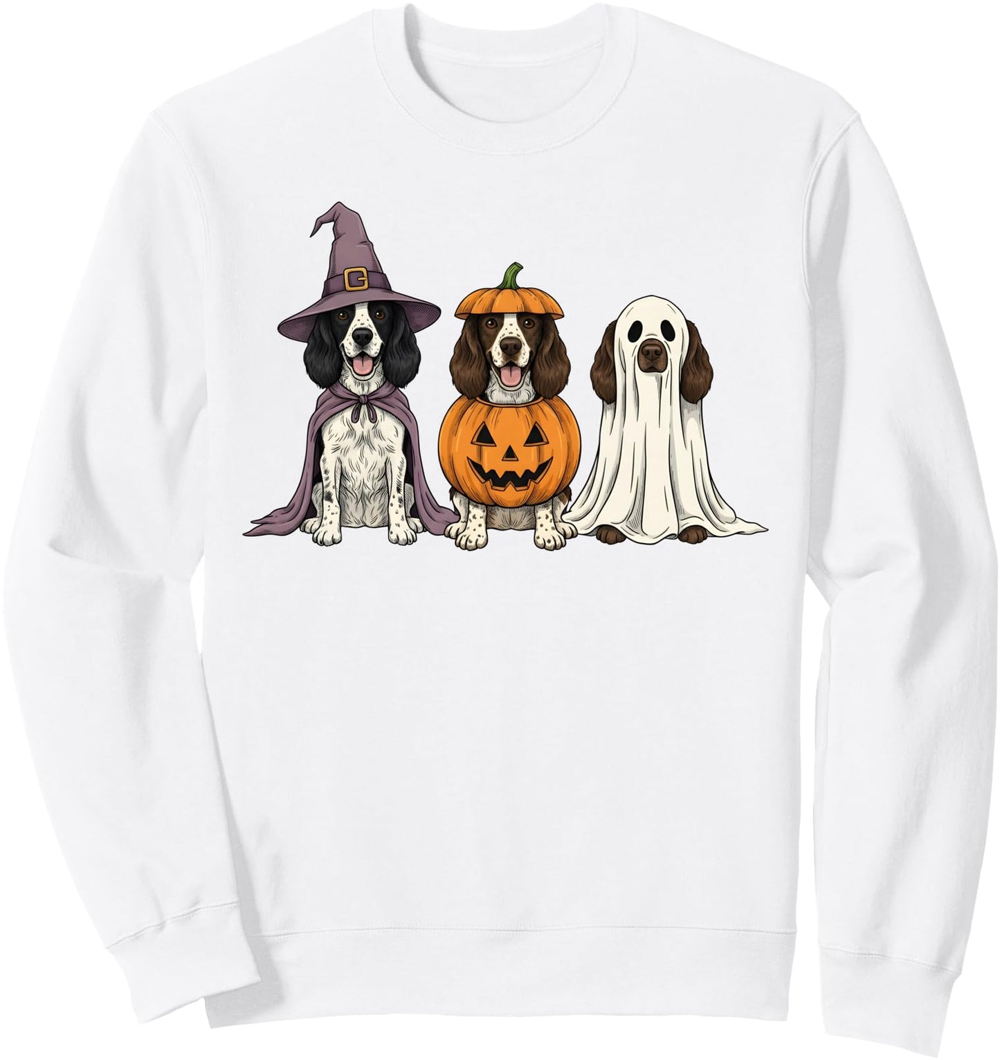 Spooky Ghost English Springer Spaniel Pumpkin Halloween Sweatshirt