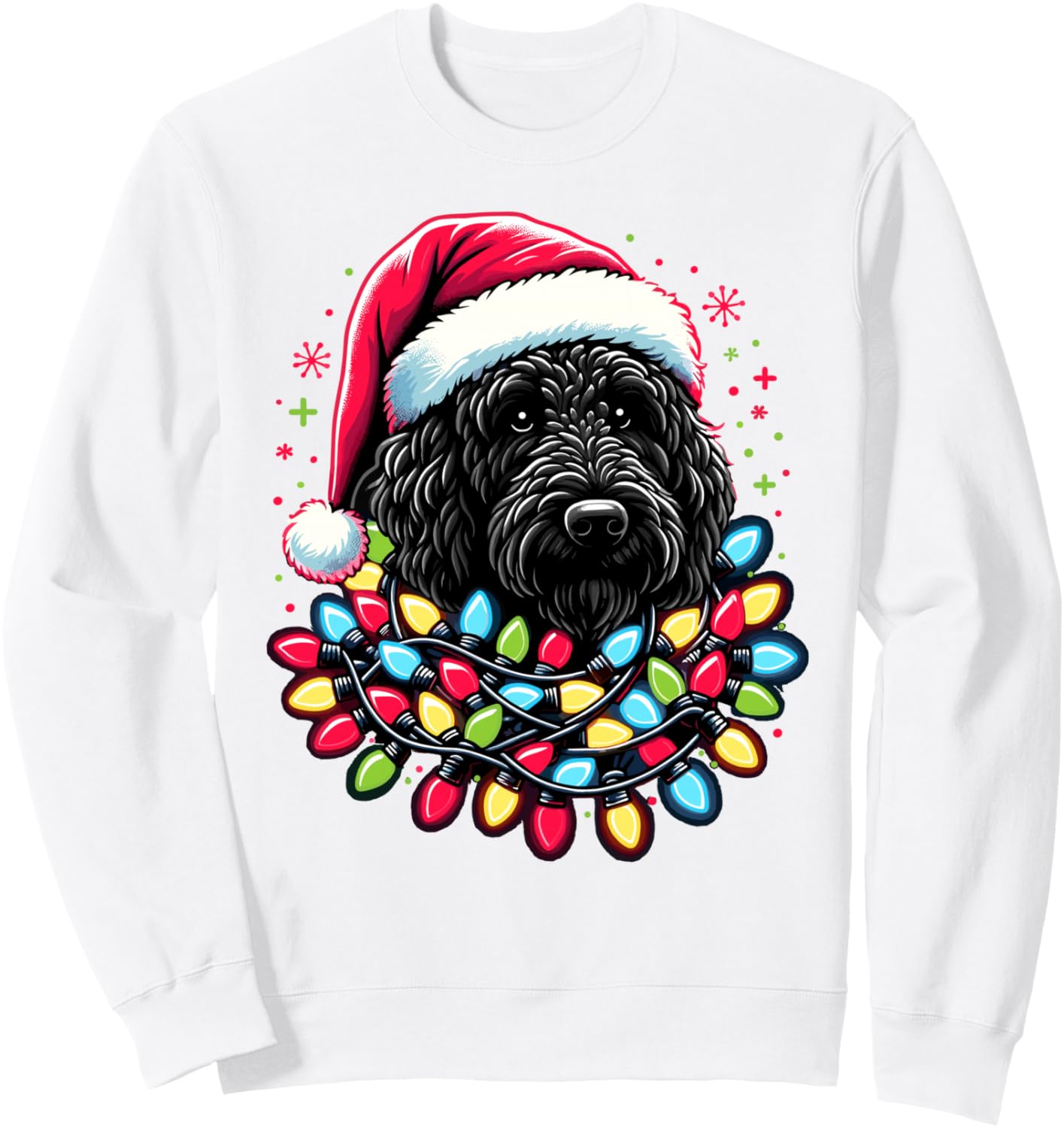 Black Labradoodle Christmas Tree Lights Black Doodle Dog Sweatshirt