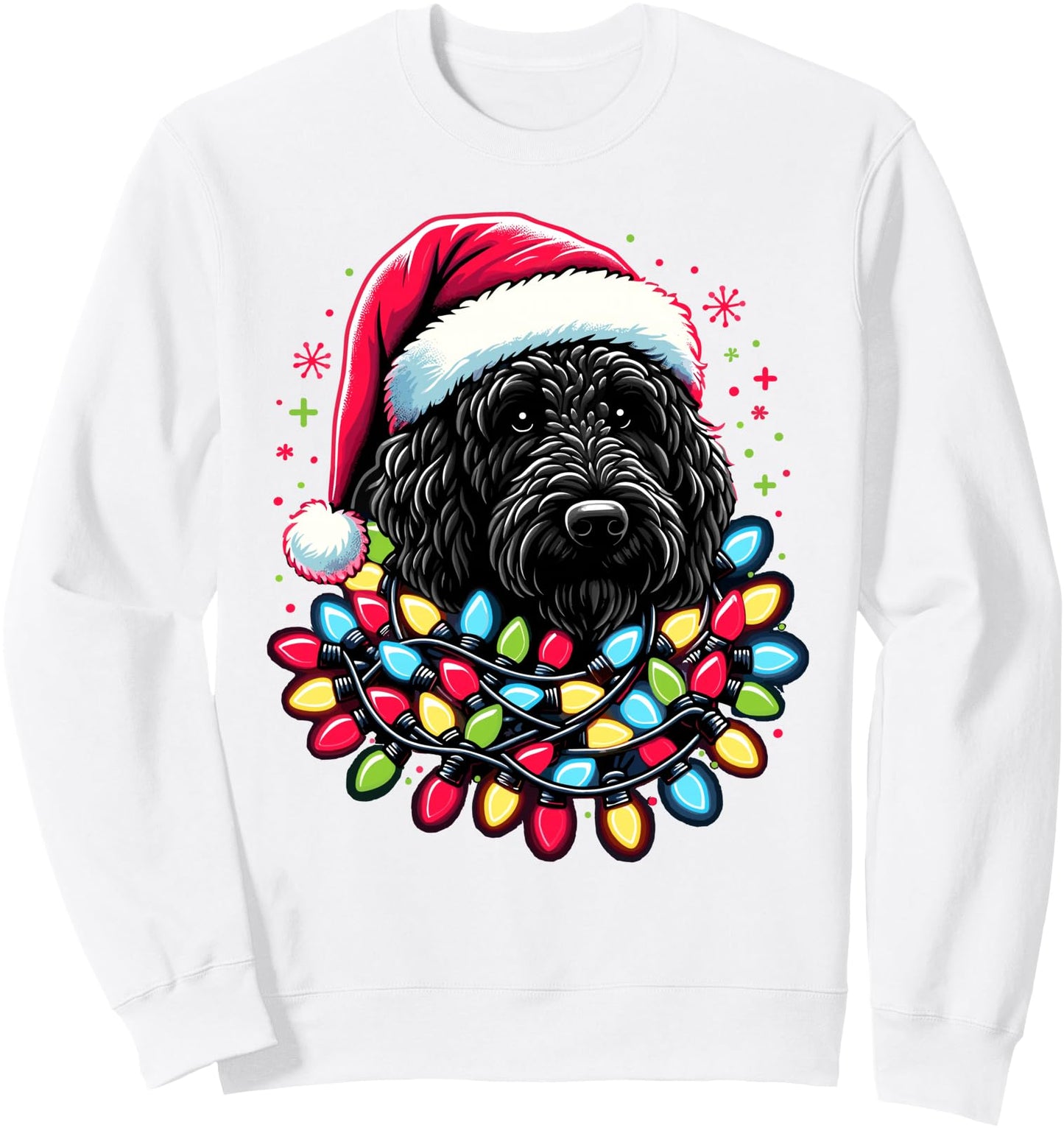 Black Labradoodle Christmas Tree Lights Black Doodle Dog Sweatshirt