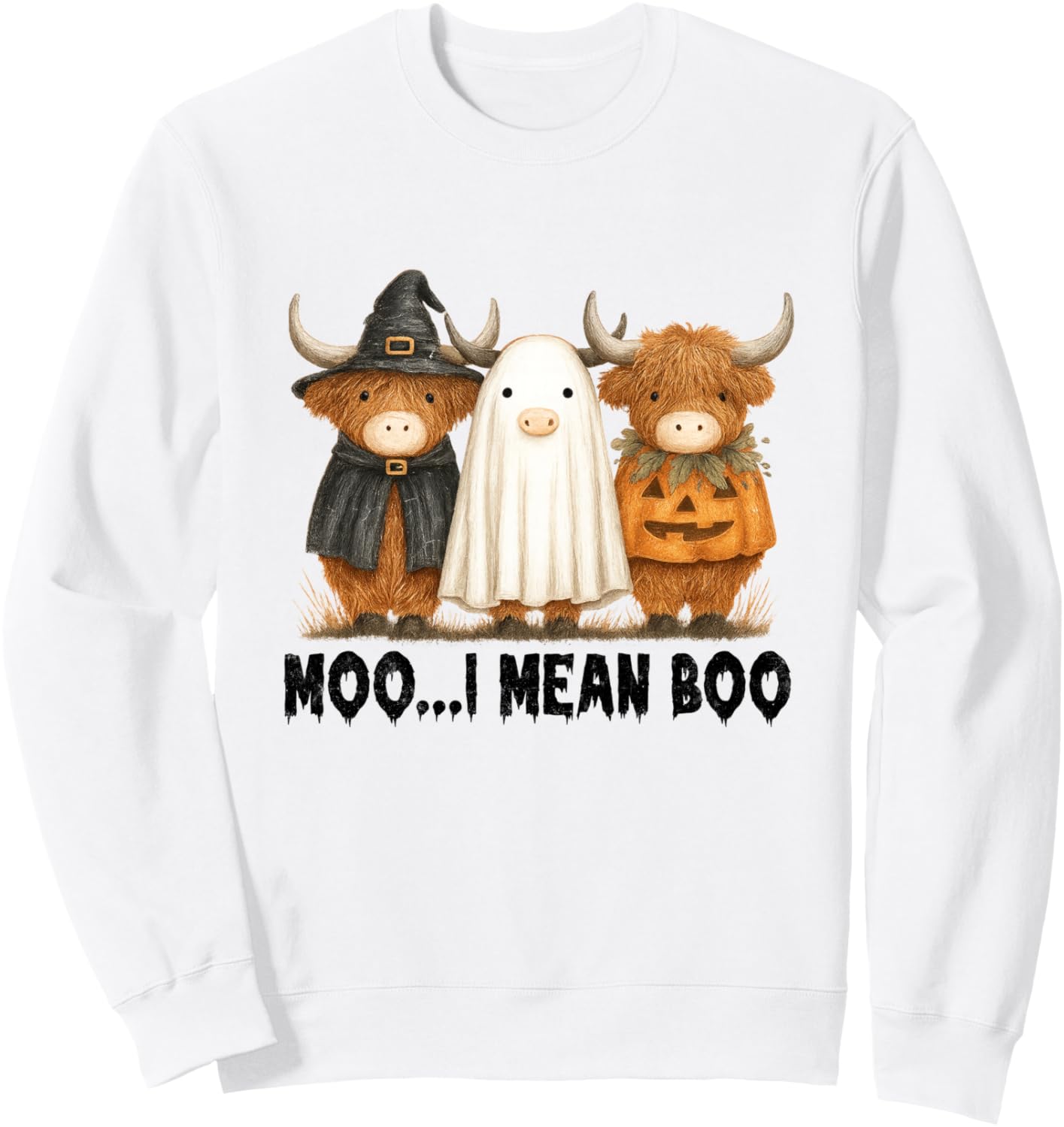 Ghost Cow Moo I Mean Boo Halloween Costume Funny Cow Lover Sweatshirt