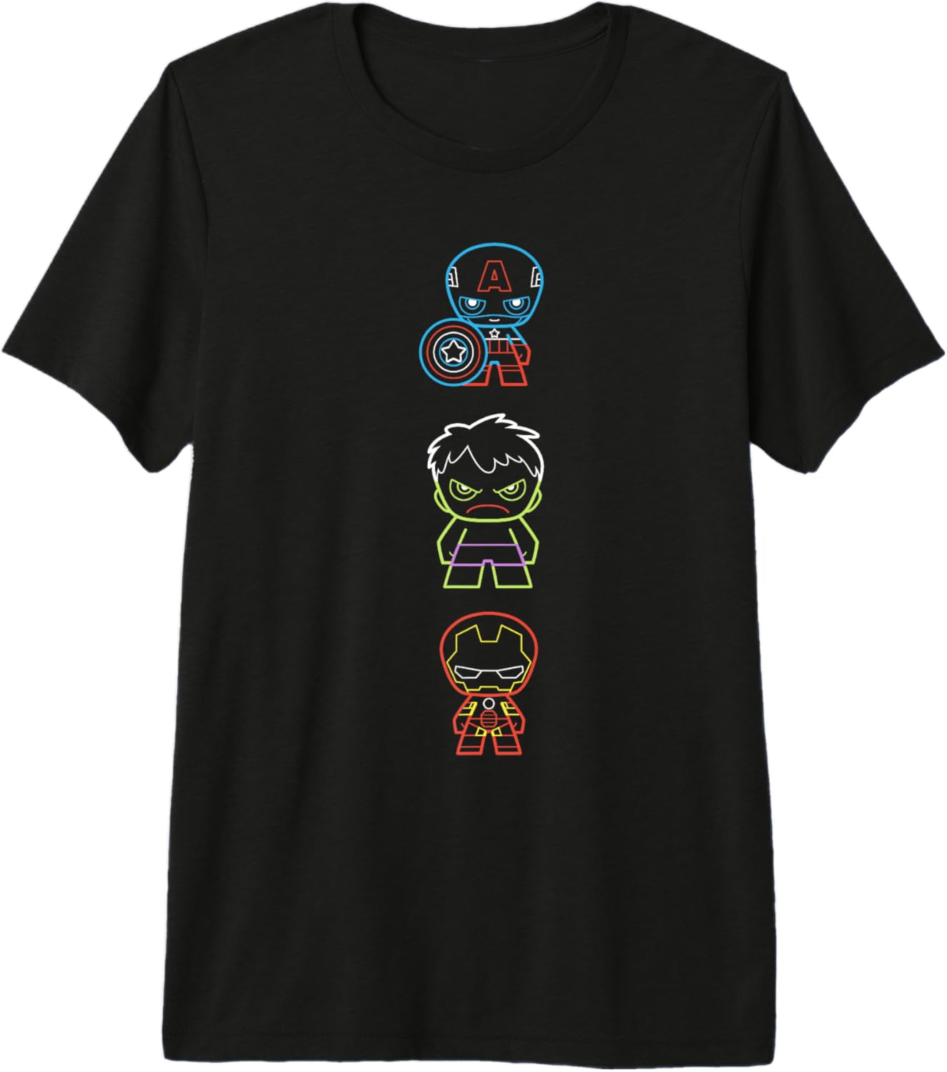 Marvel Kawaii Chibi Avengers Neon Outline Poster Premium