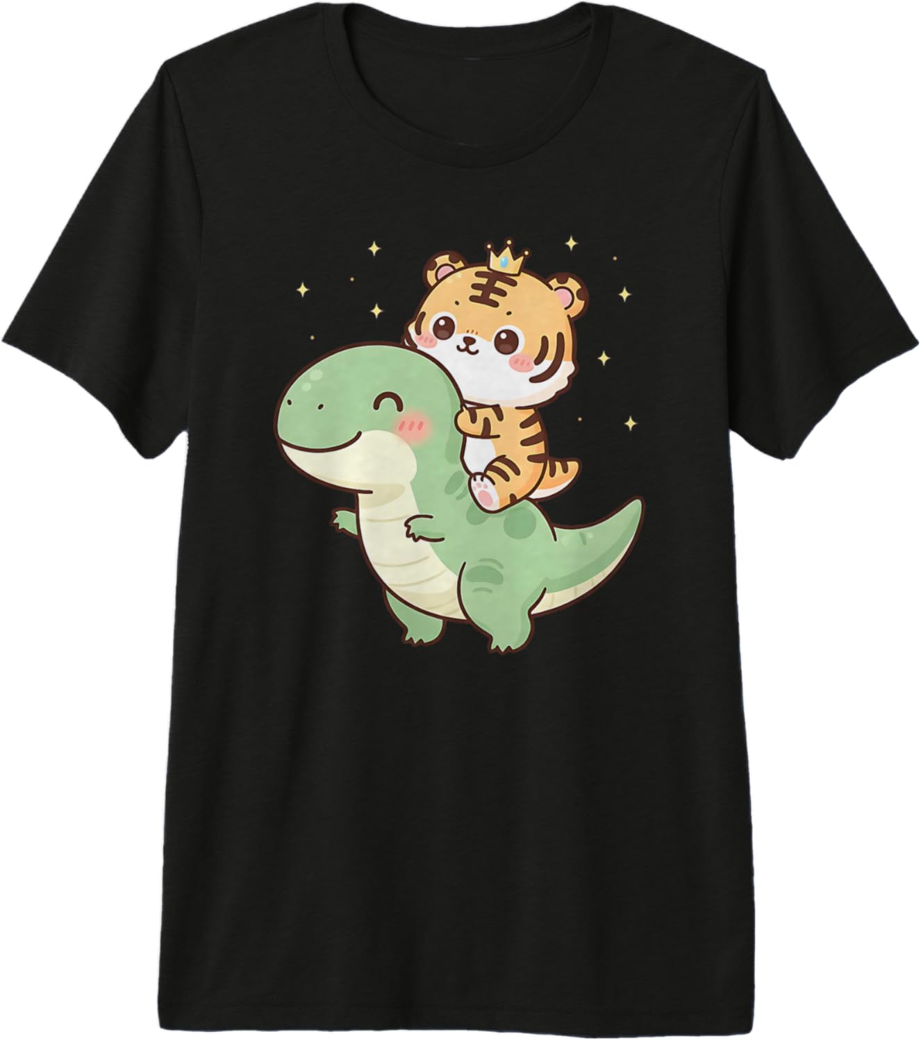 Tiger Kitten Riding T-Rex Dinosaur Graphic Premium Tri-Blend