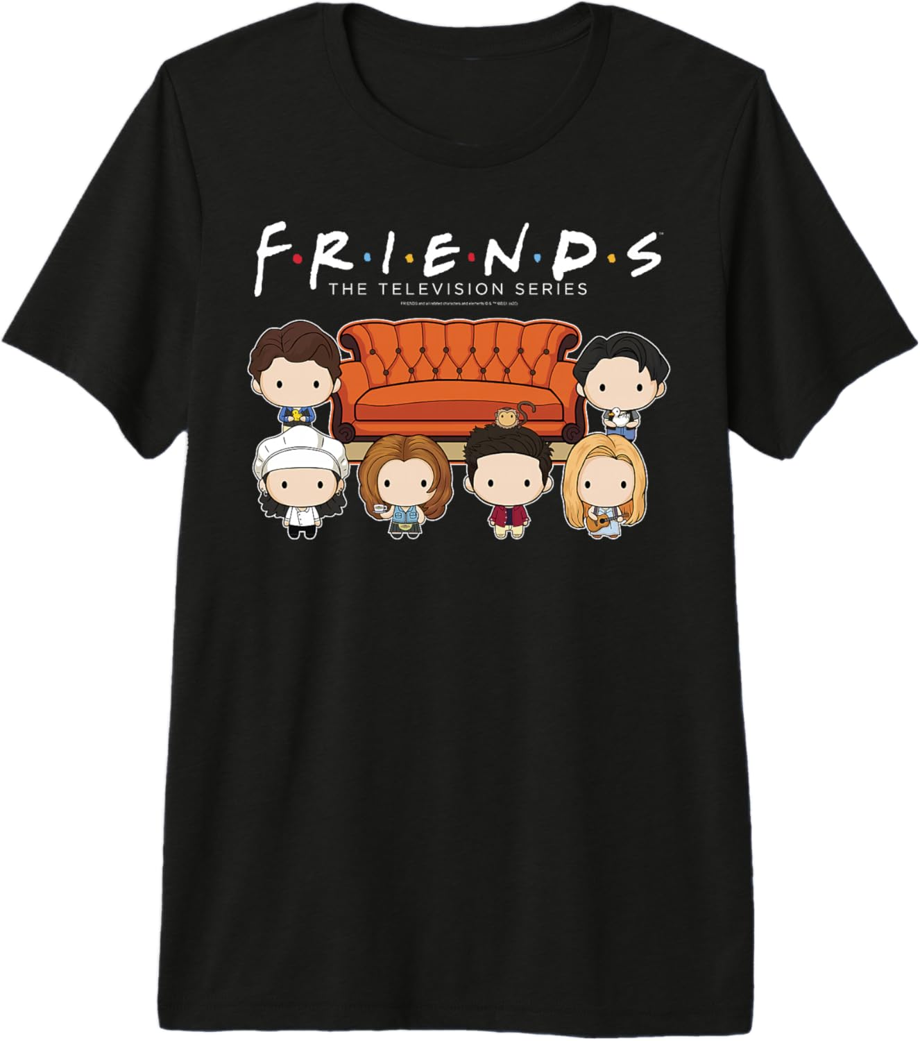 Friends Chibi Characters Central Perk Coffee Shop Group Shot Premium Tri-blend