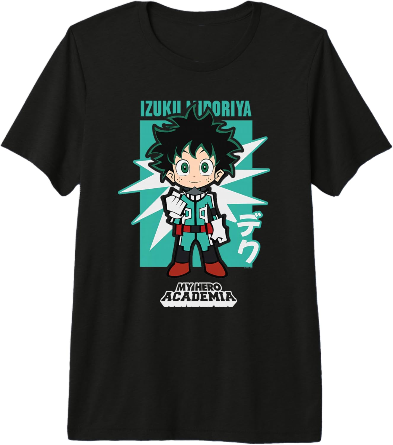 My Hero Academia Chibi Deku Kanji and Starburst Anime Premium Tri-Blend