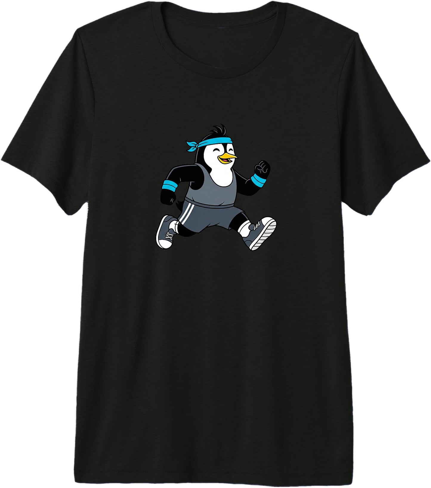 Cute Penguin Running Marathon Cartoon Sport Design Premium Tri-Blend