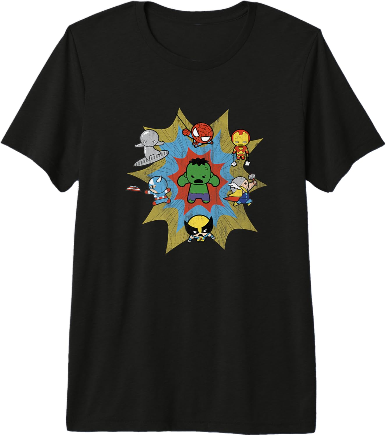 Marvel Kawaii Mightiest Heroes Chibi Group Shot Distressed Premium