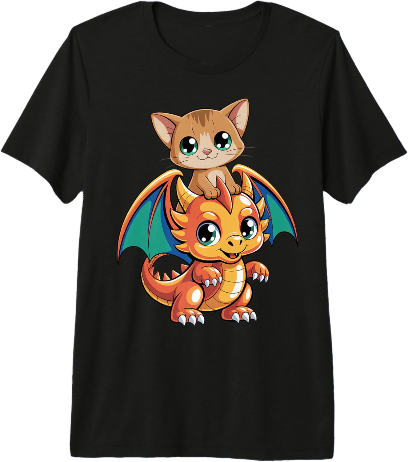 Cute Chibi Dragon with Cat Premium