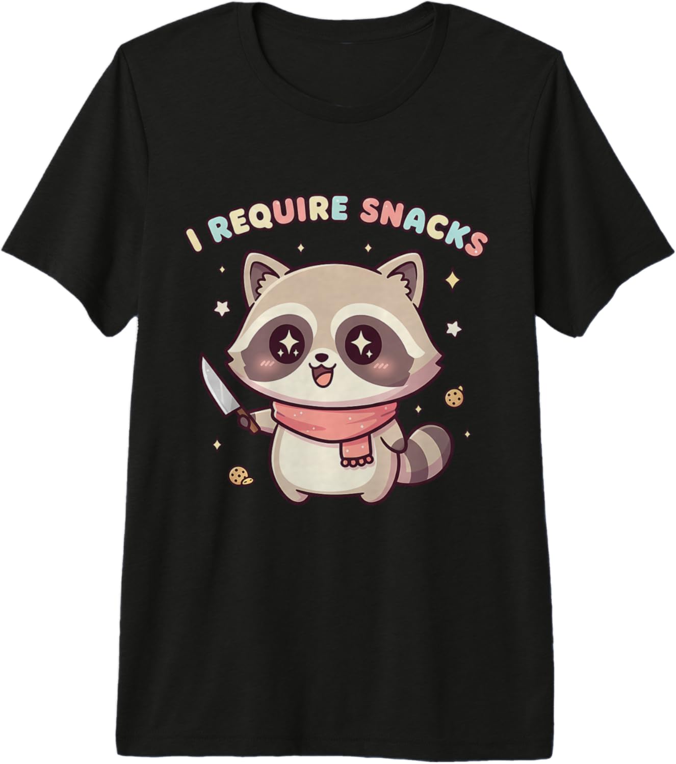 I Require Snacks Cute Kawaii Raccoon Groovy Chibi Premium Tri-Blend