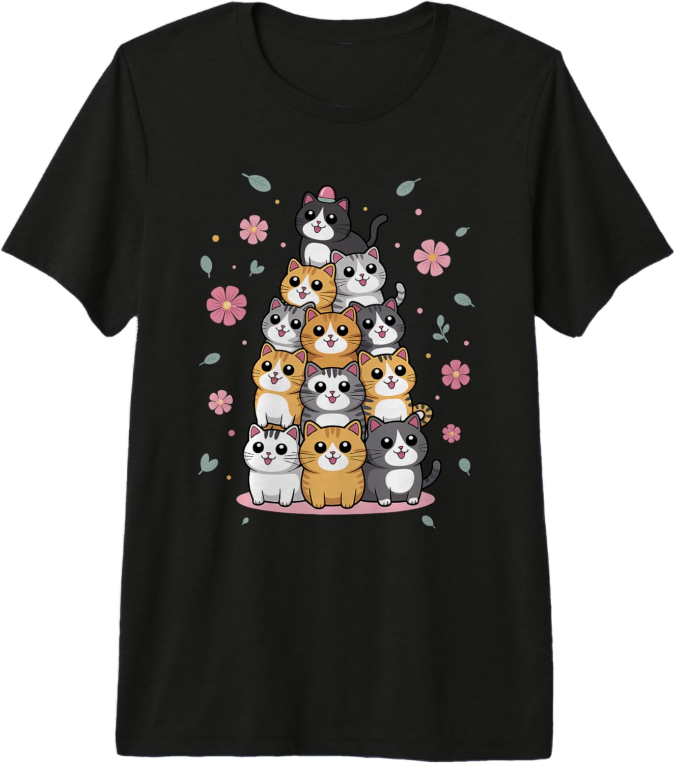 Funny Pile of Kitty Kawaii Cats Funny Cute Cat Lover Chibi Premium Tri-Blend