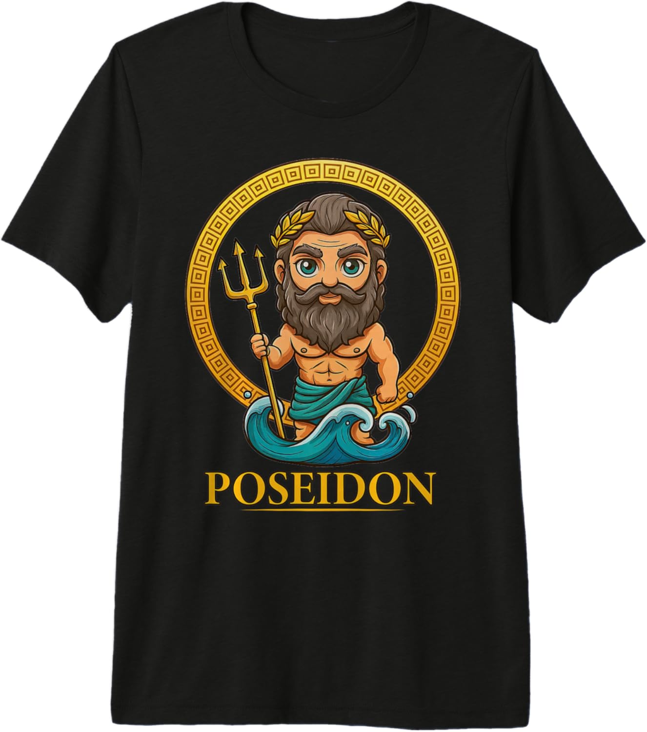 Cute Greek Mythology God Poseidon Ancient Greece Chibi Premium Tri-Blend