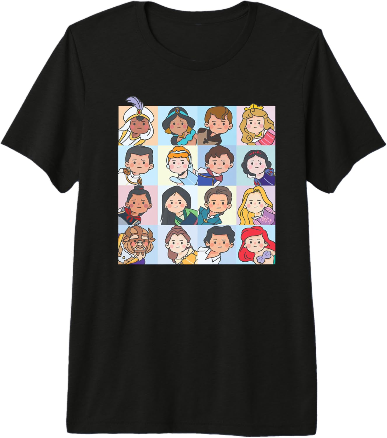 Disney Princess Confused Chibi Couples Retro Panels Premium