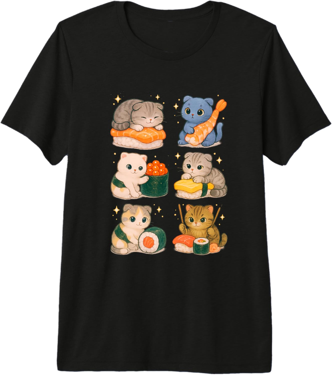 Kawaii Scottish Fold Sushi Cat Set in Chibi Food Style Premium