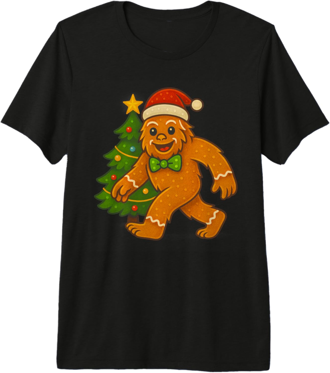Bigfoot Santa Hat Gingerbread Man Sasquatch Christmas Tree Premium Tri-Blend