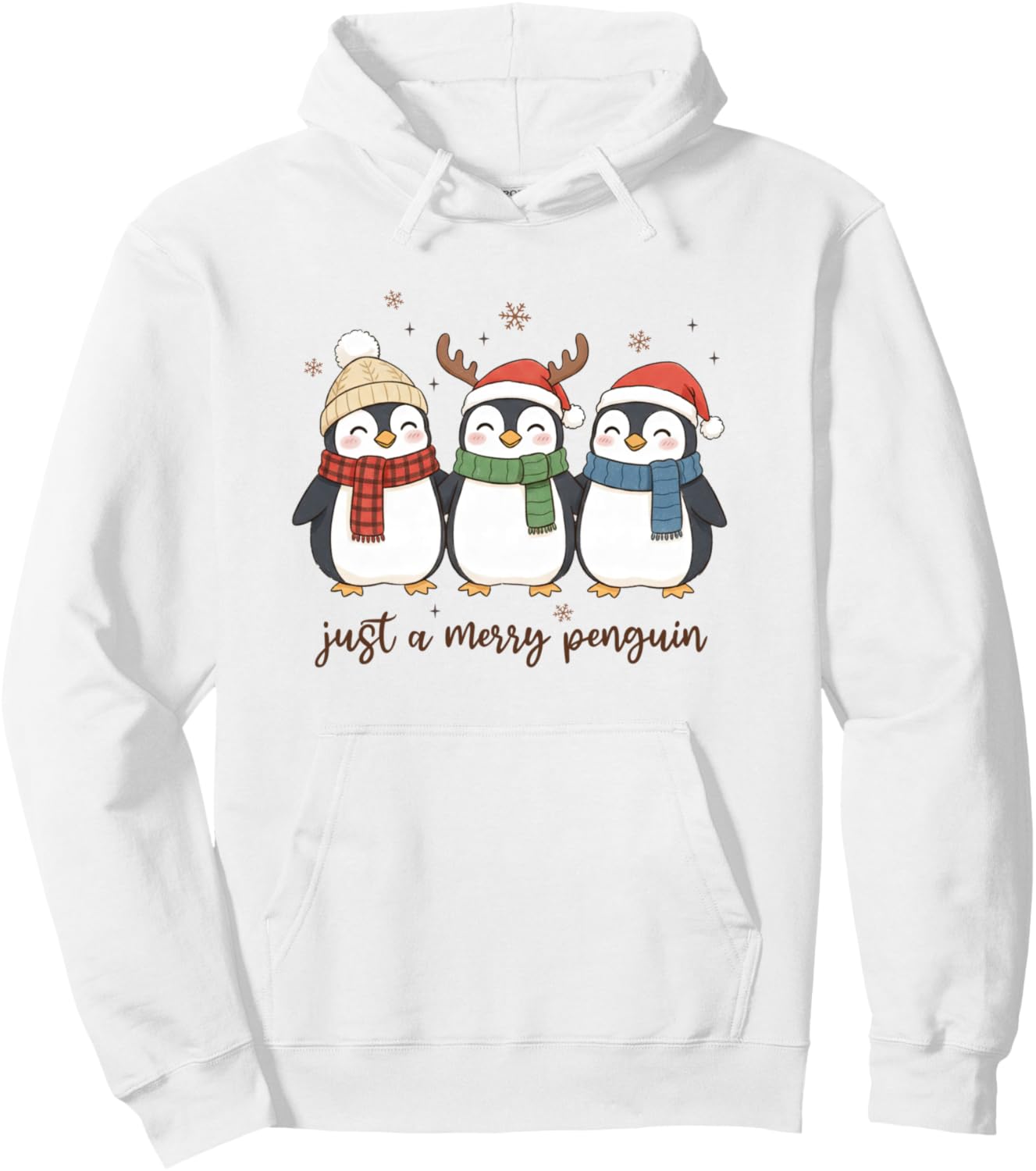 Just A Merry Penguin Christmas Holiday Cozy Winter Animals Pullover Hoodie