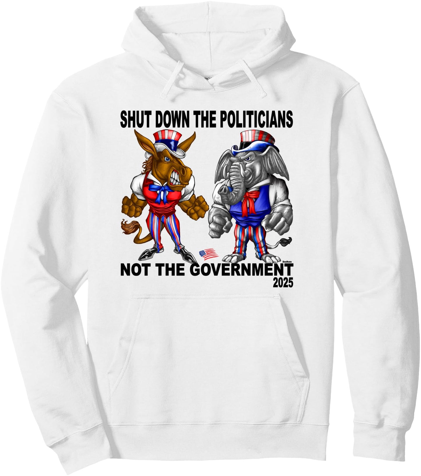 Government Shutdown 2025 Shut Down The Politicians Cartoon Pullover Hoodie